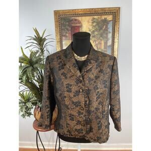 M.H.M. Women Jacket 12P Ruffles Detail 3/4 Sleeve Clueless Preppy Office Siren